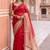 Red colourblocked beads and stones art silk designer saree