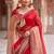 Red colourblocked beads and stones art silk designer saree