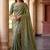 Olive embroidered organza saree