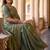 Olive embroidered organza saree