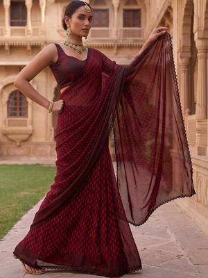 Maroon polka dot beads and stones organza designer saree 3