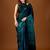 Teal floral beads and stones organza designer saree