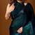 Teal floral beads and stones organza designer saree