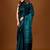 Teal floral beads and stones organza designer saree