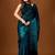 Teal floral beads and stones organza designer saree