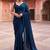 Navy blue beads and stones organza designer saree