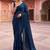 Navy blue beads and stones organza designer saree