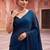 Navy blue beads and stones organza designer saree