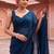 Navy blue beads and stones organza designer saree