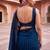 Navy blue beads and stones organza designer saree