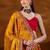 Mustard bandhani embroidered organza saree