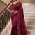 Maroon embroidered organza saree