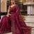 Maroon embroidered organza saree