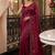 Maroon embroidered organza saree