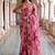 Pink floral sequinned organza saree