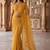 Mustard ethnic motifs embroidered poly chiffon saree
