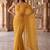Mustard ethnic motifs embroidered poly chiffon saree