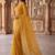 Mustard ethnic motifs embroidered poly chiffon saree