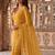 Mustard ethnic motifs embroidered poly chiffon saree