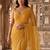 Mustard ethnic motifs embroidered poly chiffon saree