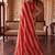 Red striped zari organza saree