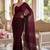 Maroon beads and stones organza designer saree