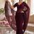 Maroon beads and stones organza designer saree