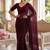 Maroon beads and stones organza designer saree