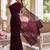 Maroon beads and stones organza designer saree