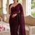 Maroon beads and stones organza designer saree