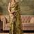 Olive floral beads and stones organza saree