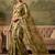 Olive floral beads and stones organza saree