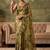 Olive floral beads and stones organza saree