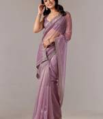 Lavender embellished zari tissue heavy work saree