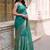Teal colourblocked zari art silk designer saree