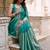 Teal colourblocked zari art silk designer saree