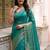 Teal colourblocked zari art silk designer saree