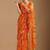 Orange leheriya beads and stones poly chiffon saree