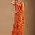 Orange leheriya beads and stones poly chiffon saree