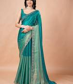 Teal women ethnic motifs woven design saree