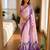 baby-pink silk blend floral print ready to wear saree