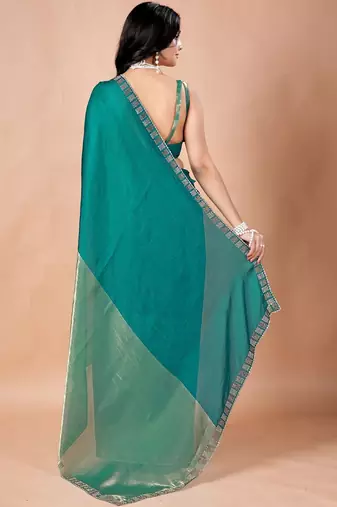 Teal women ethnic motifs woven design saree