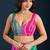Multicolor leheriya beads and stones  chiffon saree