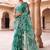 Teal embroidered organza saree
