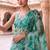 Teal embroidered organza saree