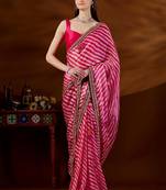 Pink leheriya printed saree