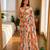 orange silk blend floral print ready to wear saree