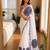 white silk blend floral print ready to wear saree