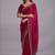 Burgundy woven design beads and stones organza heavy work saree