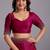 Burgundy woven design beads and stones organza heavy work saree